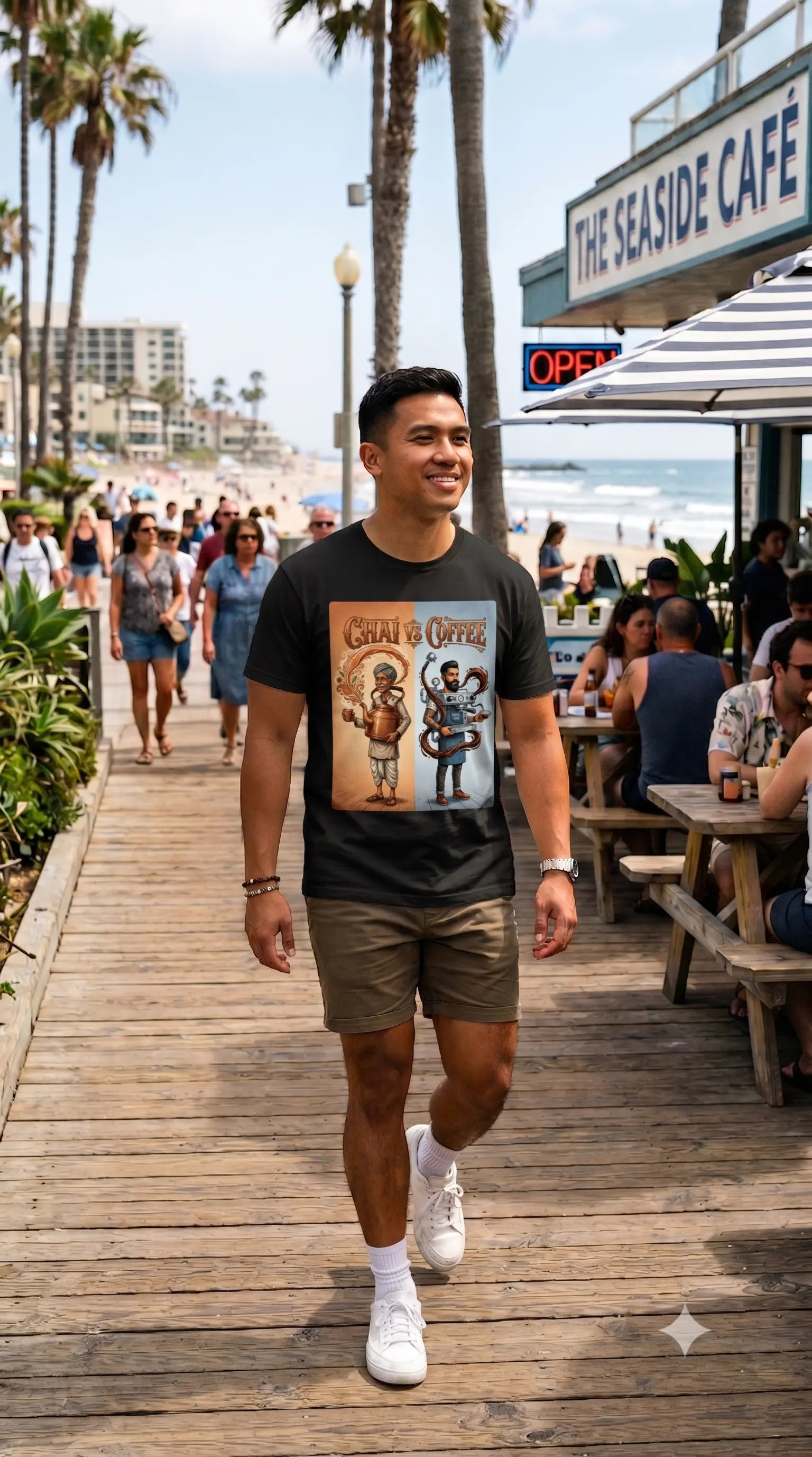 Chai Vs Coffee | Pixelated83 Premium Unisex Classic Crew T-Shirt