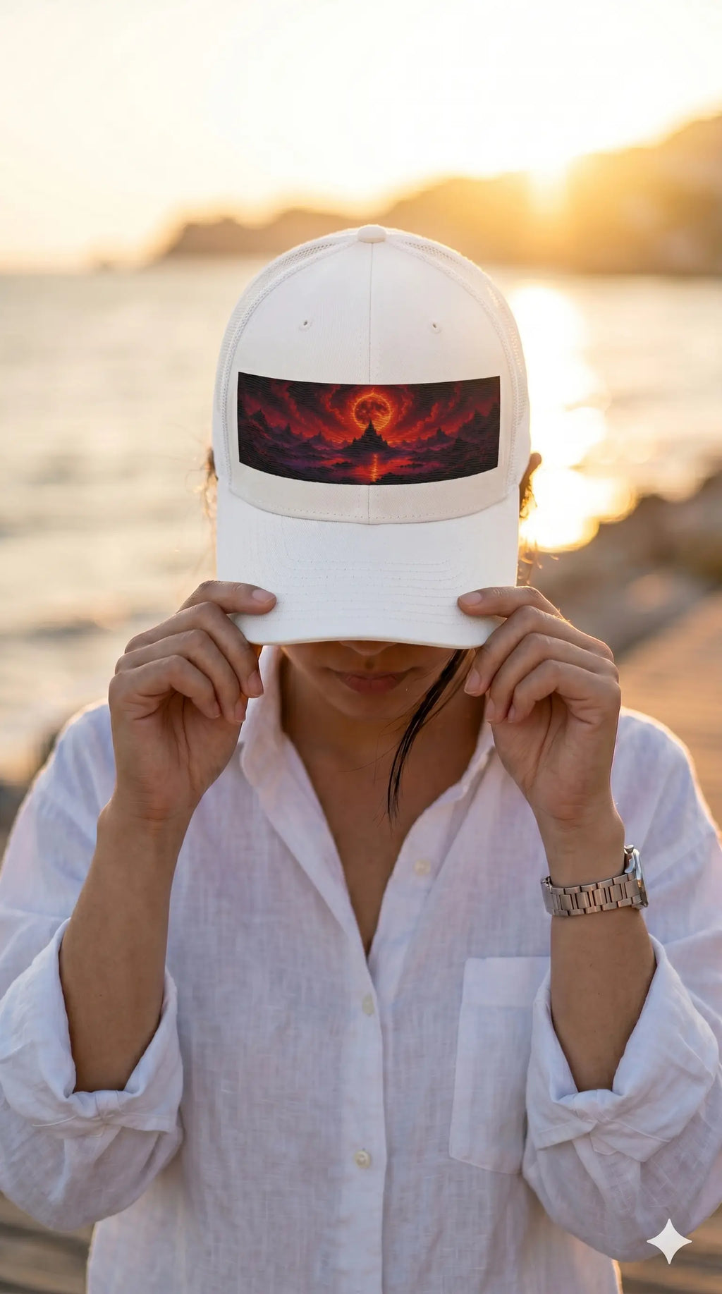 Red Sun - Pixelated83 Premium  Baseball Cap