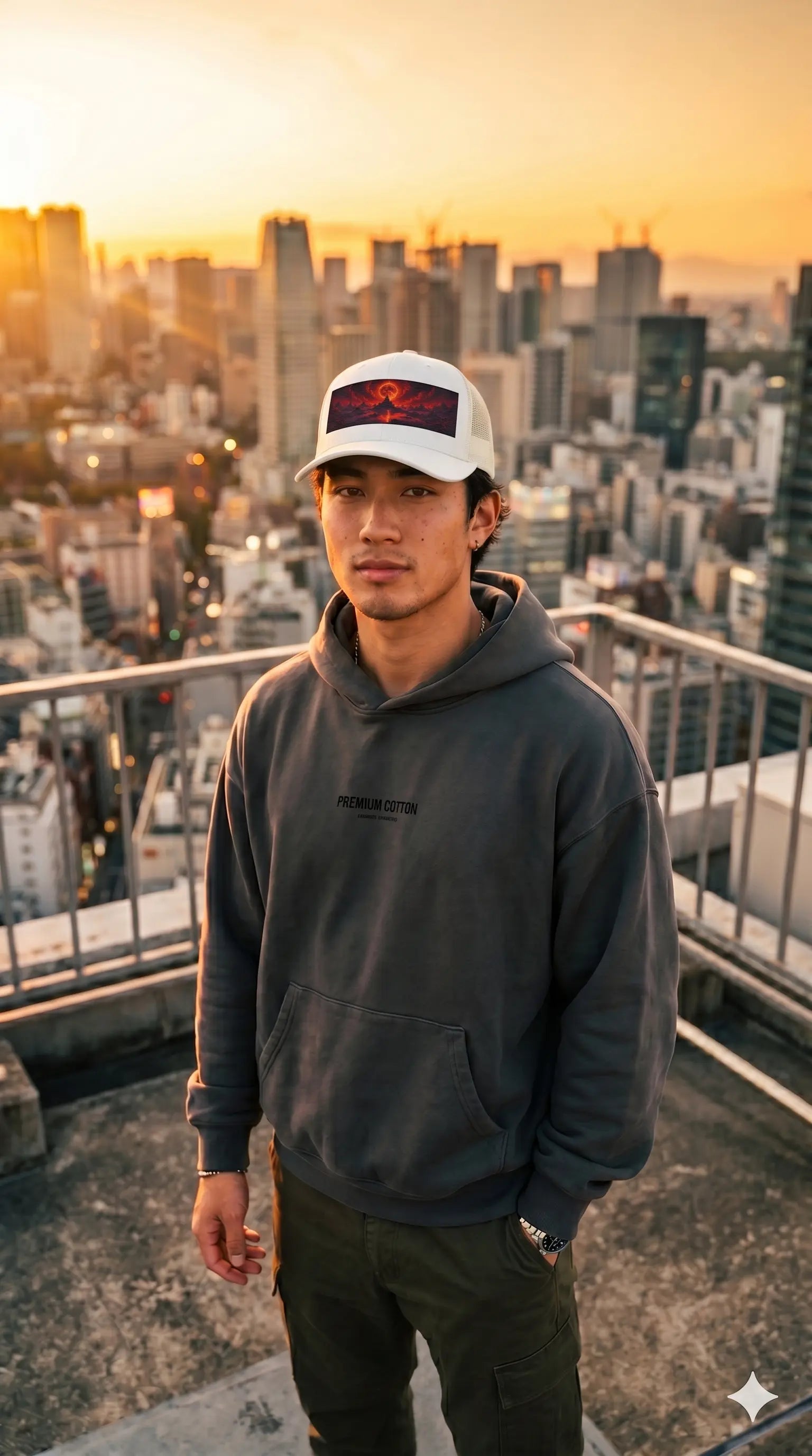 Red Sun - Pixelated83 Premium  Baseball Cap