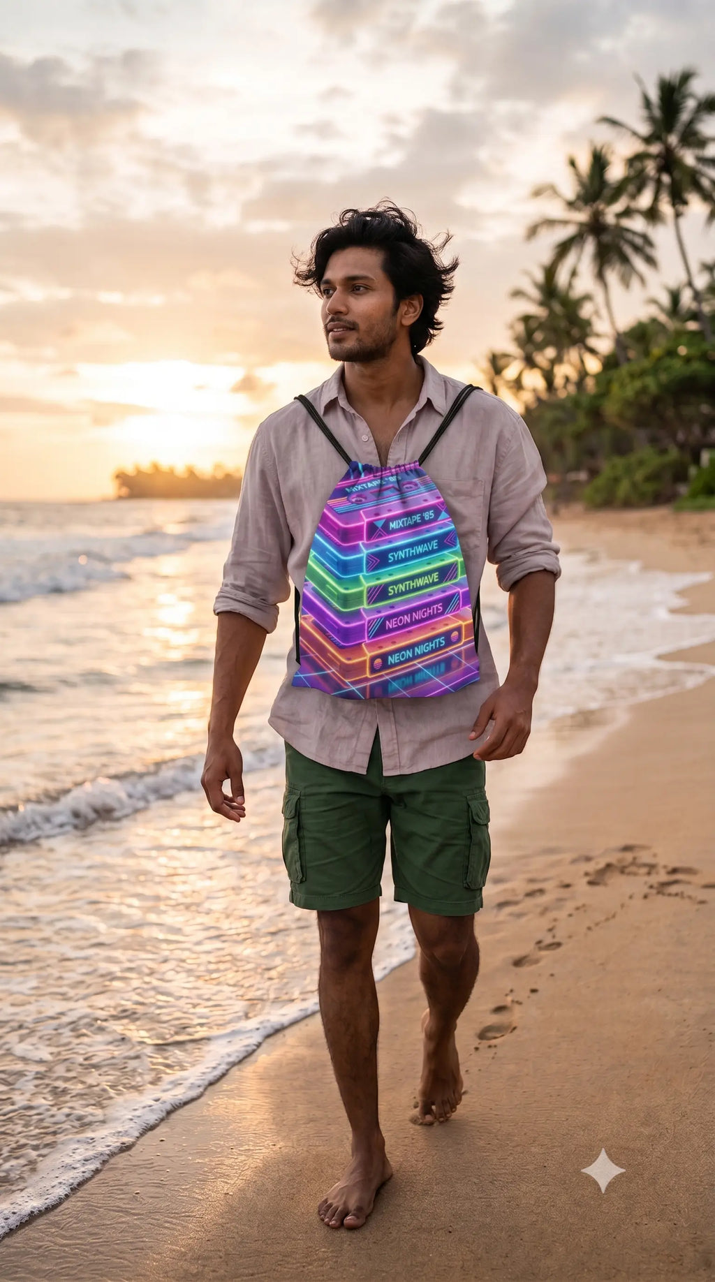 Retro Mixtape | Pixelated83 Premium AOP Drawstring Bag