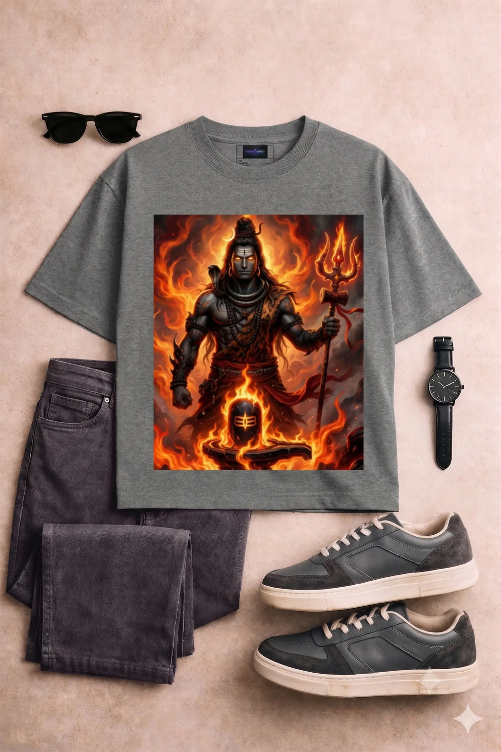 Mahadev's Inferno | Pixelated83 Premium Unisex Classic Crew T-Shirt